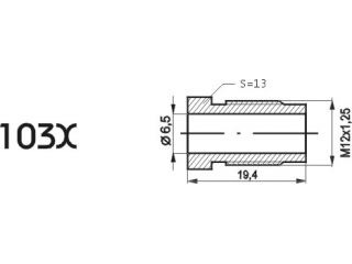 ZL103X - Końcówka przewodu hamulcowego M12x1.25x6.5 długość 19,4mm