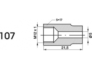 ZL107 - Końcówka przewodu hamulcowego M12x1x5 długość 21,5mm