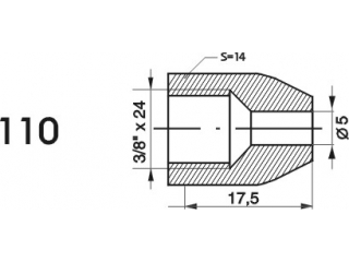 ZL110 - Końcówka przewodu hamulcowego M3/8x24x5 długość 17,5mm