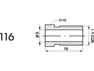 ZL116 - Końcówka przewodu hamulcowego M10x1x5 długość 18mm Tico