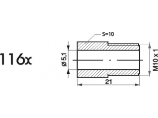 ZL116X - Końcówka przewodu hamulcowego M10x1x5 długość 21mm